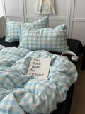 Light Blue Gingham Duvet Cover Set