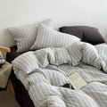 Gray Pinstripe Duvet Cover Set