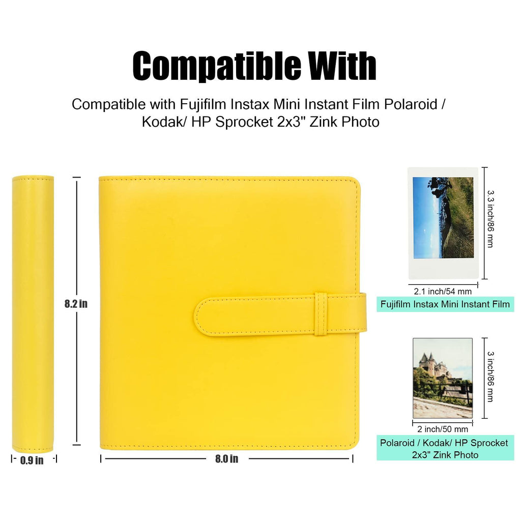 256 Pocket Photo Album for Instax Mini and Polaroid 2x3, Yellow