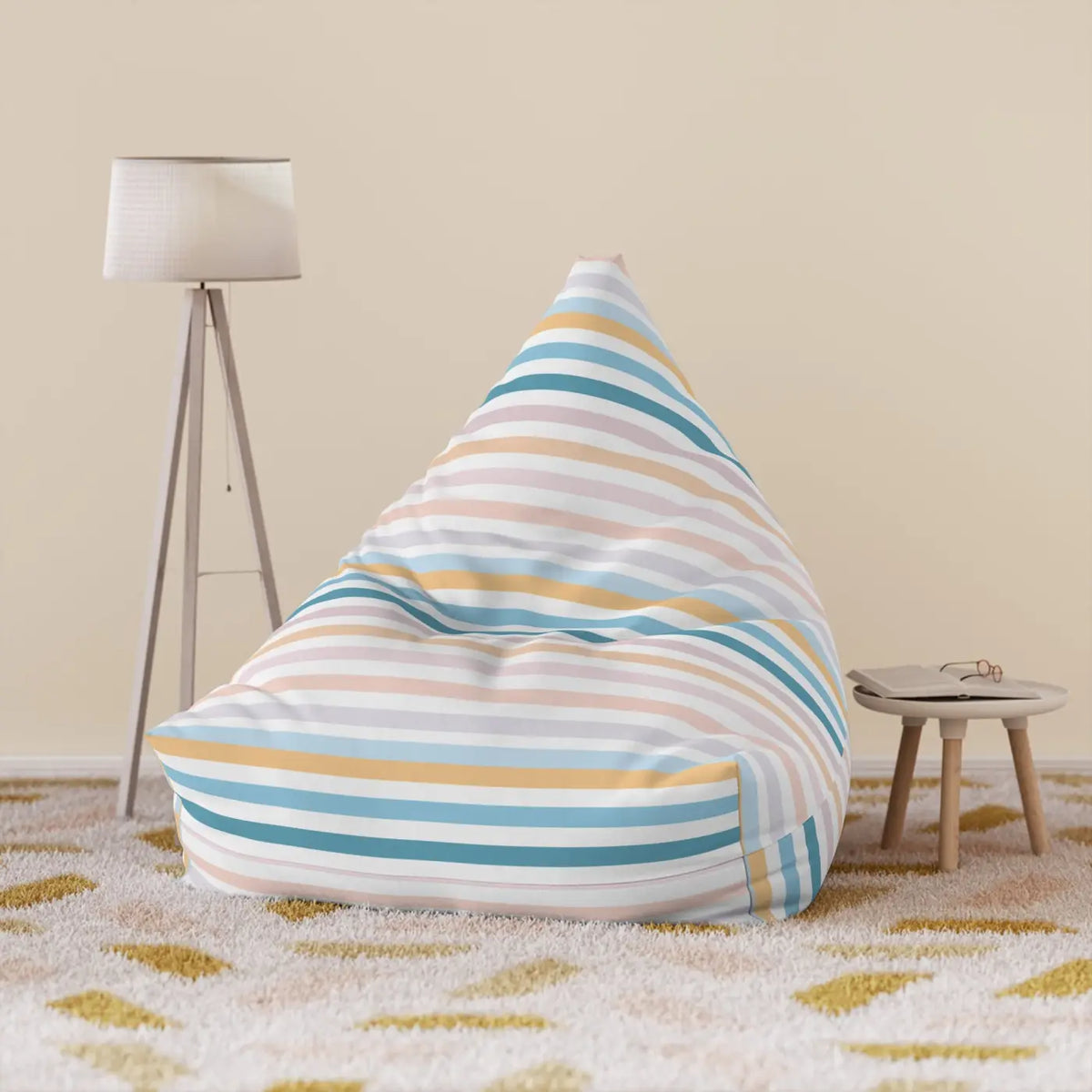 DipaliZ Bean Bag Covers Pastel Stripes Durable Fabric