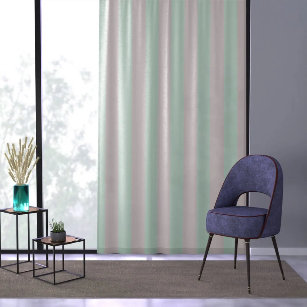 DipaliZ Curtains Pink Stripes Pastel Teal Polyester
