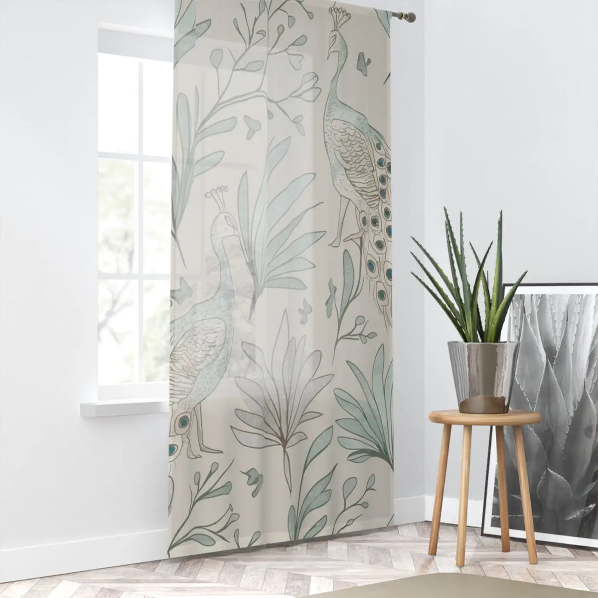 DipaliZ Peacock Curtains one Sided Print Polyester Fabric