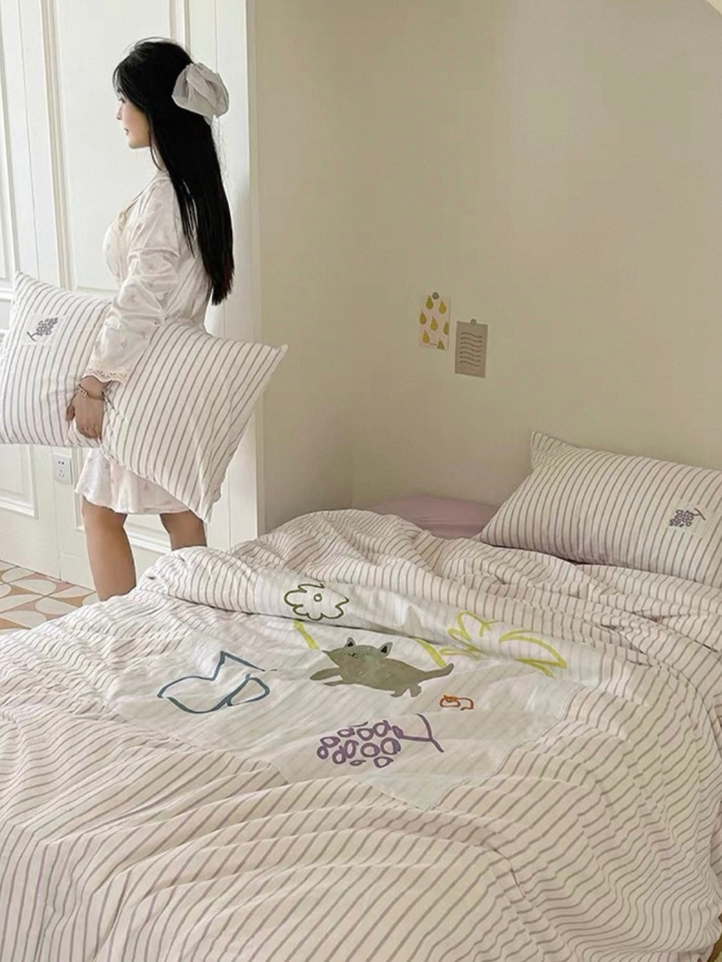 Purple Applique Duvet Cover Set