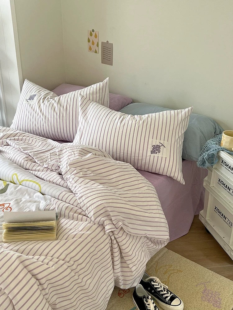 Purple Applique Duvet Cover Set
