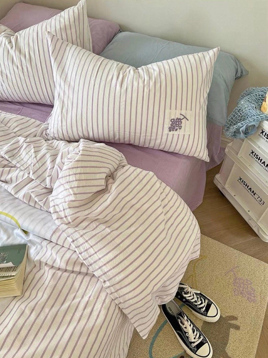 Purple Applique Duvet Cover Set