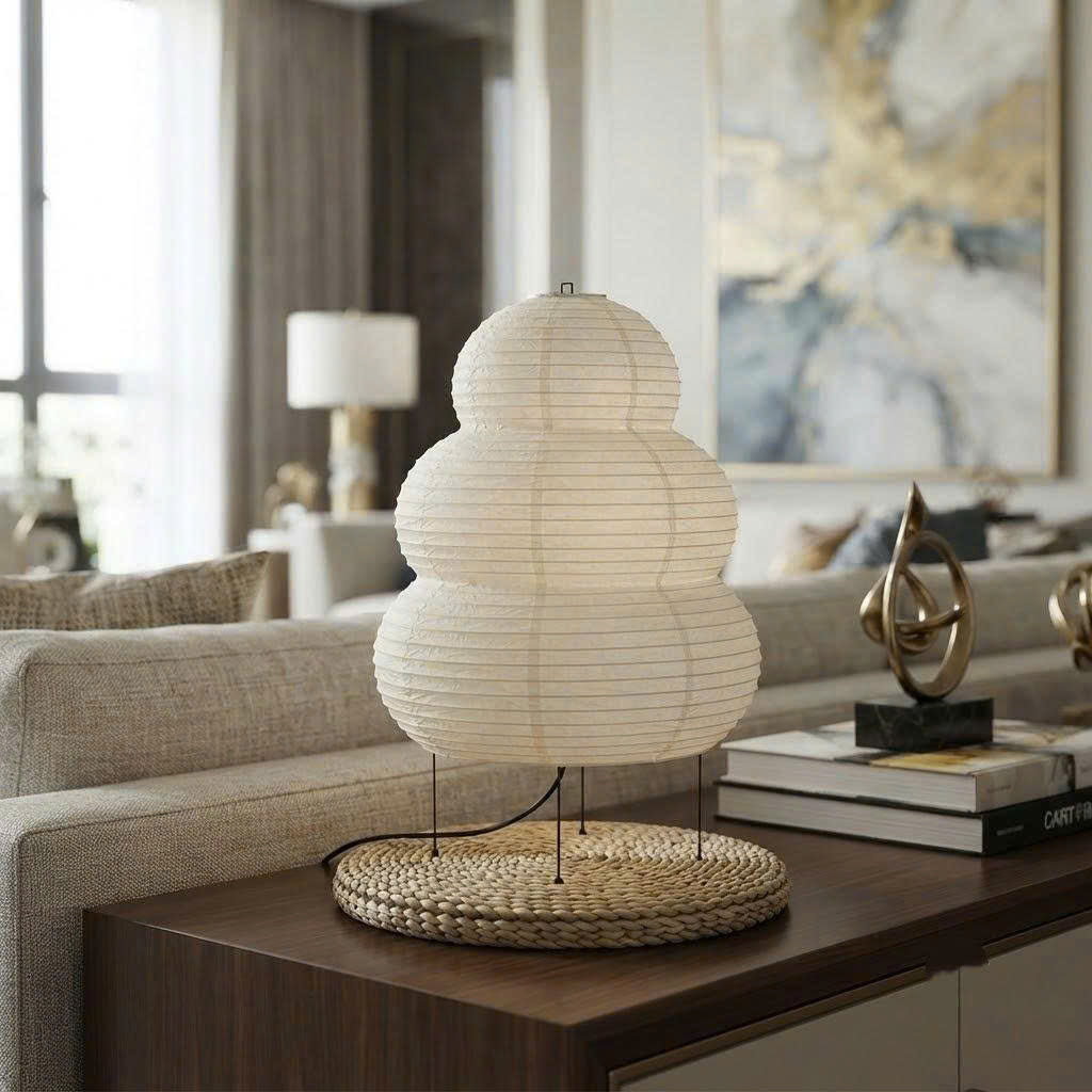 Stacked Paper Lantern Table Lamp | Multi-Tier Washi Desk Light