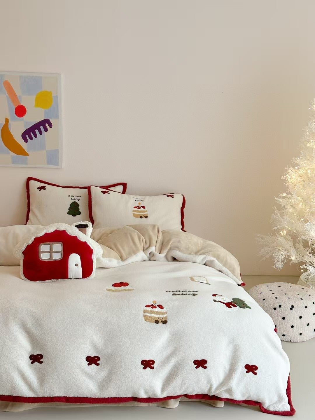 Red Bow Christmas Bedding Set