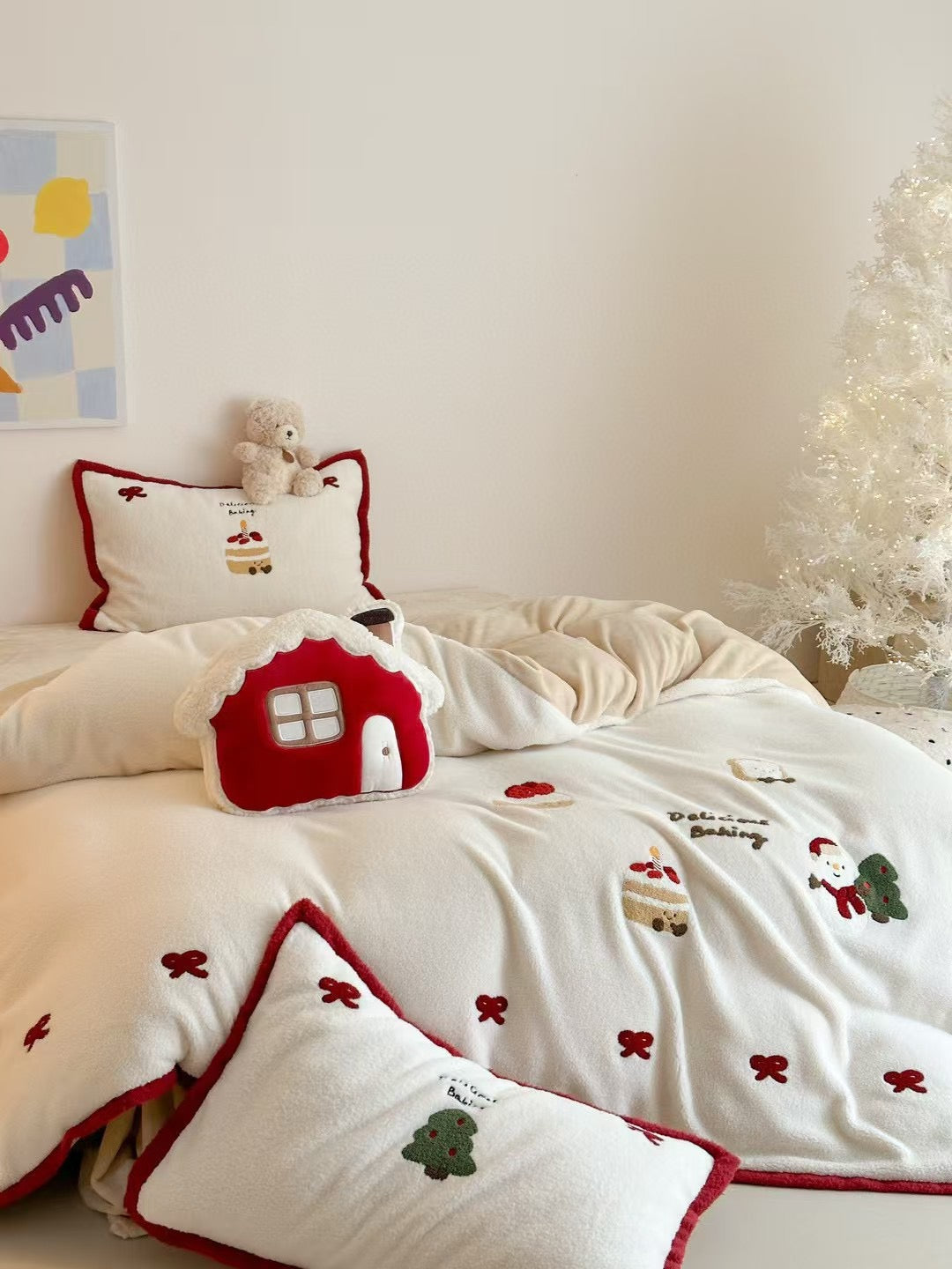 Red Bow Christmas Bedding Set