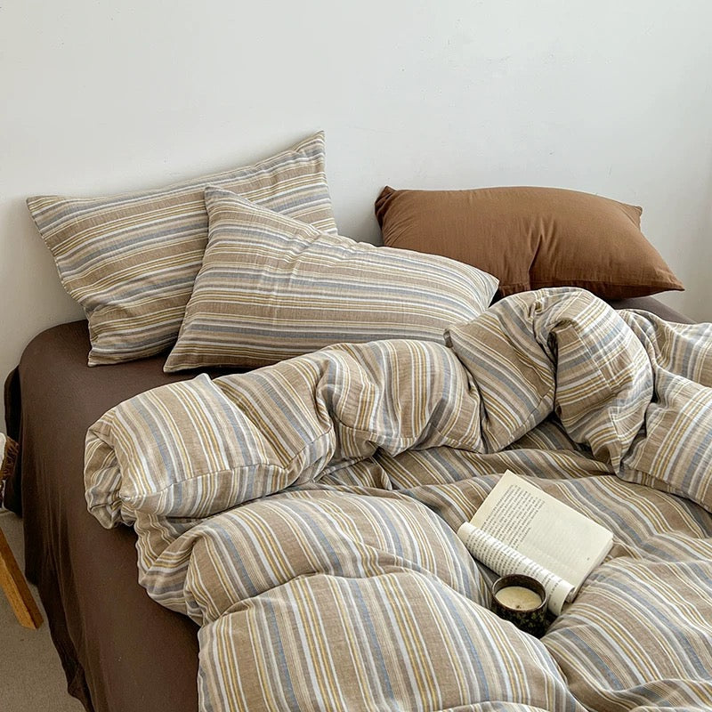 Brown Plaid Duvet Cover Set