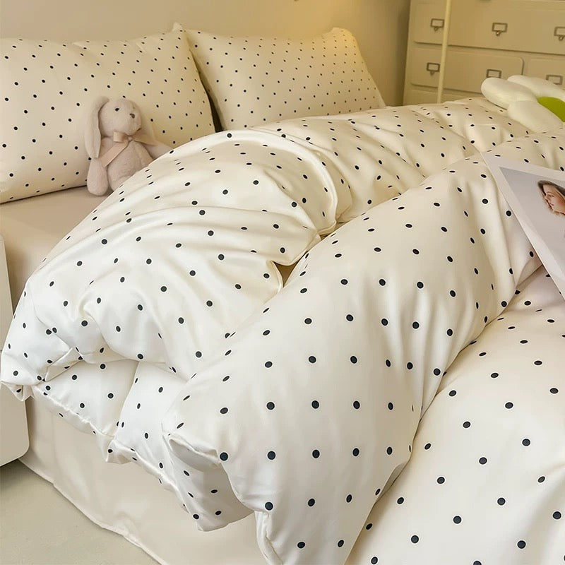 Polka Dot Satin Duvet Cover Set