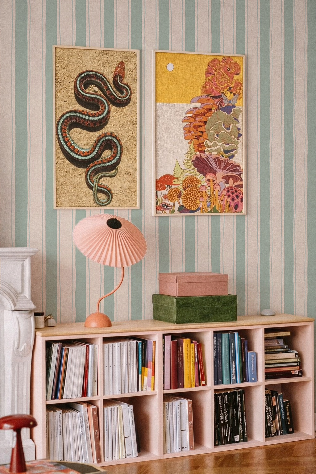 Riviera Stripe Wallpaper, off-white and mint