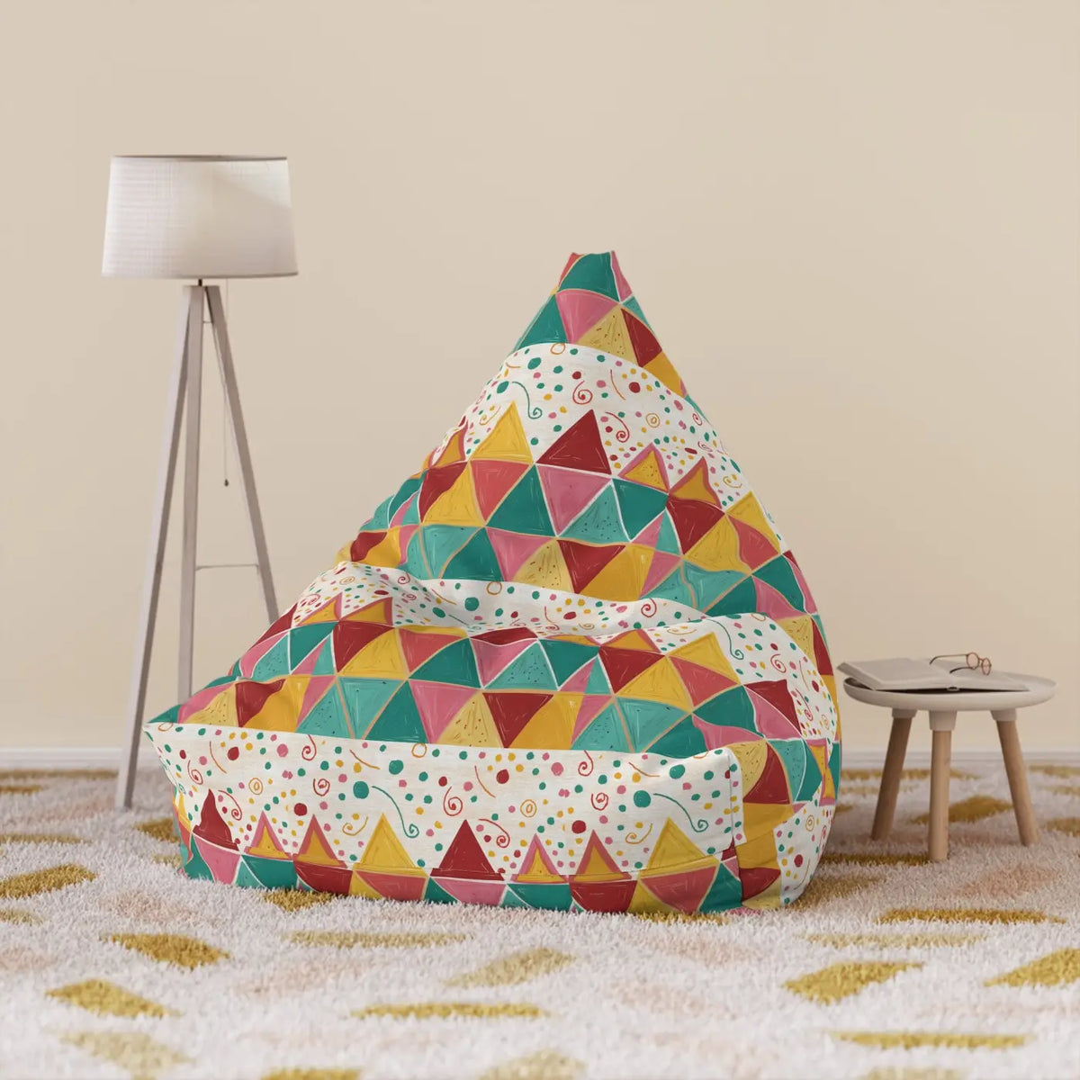 DipaliZ Vibrant Triangular Bean Bag Durable Polyester Fabric