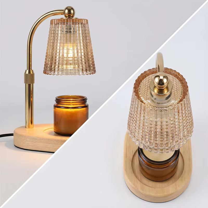 Dimmable Candle Warmer Desk Lamp with Timer | Glass Shade Melter Light