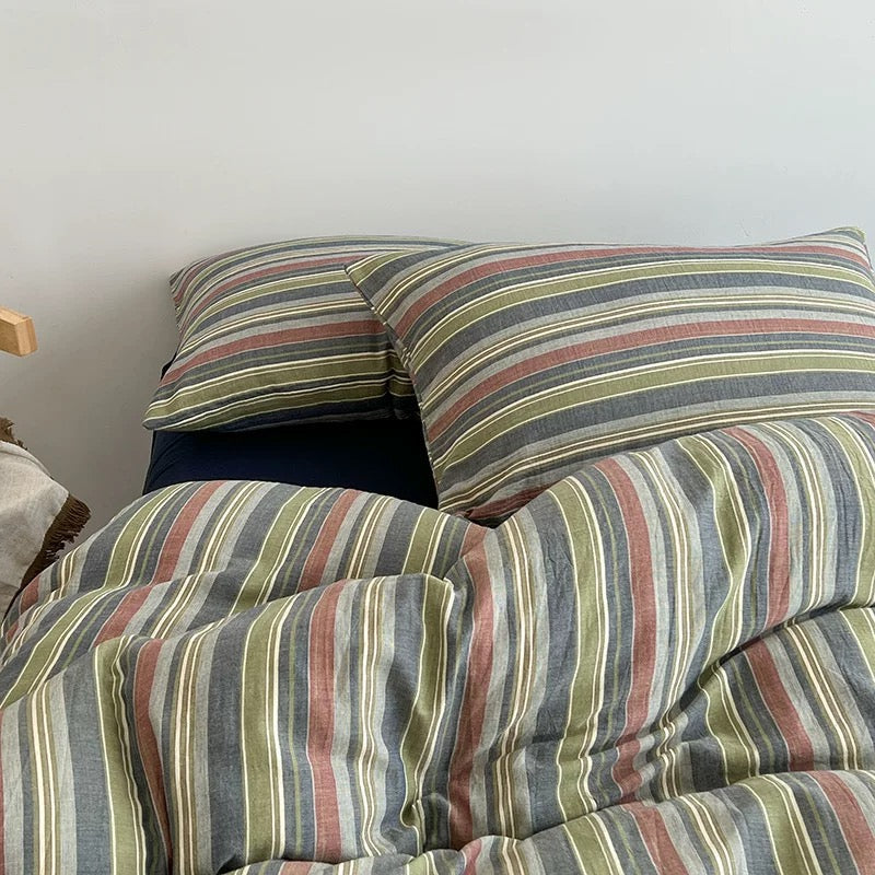 French Country Striped Duvet Cover Set